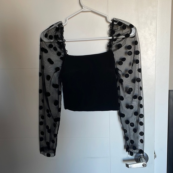Zara Tops - Zara polka dot mesh sleeve size small